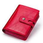 Porte-cartes et monnaie femme à deux volets, rouge, vert ou bleu, rouge