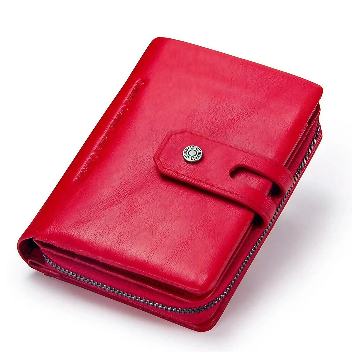 Porte-cartes et monnaie femme à deux volets, rouge, vert ou bleu, rouge
