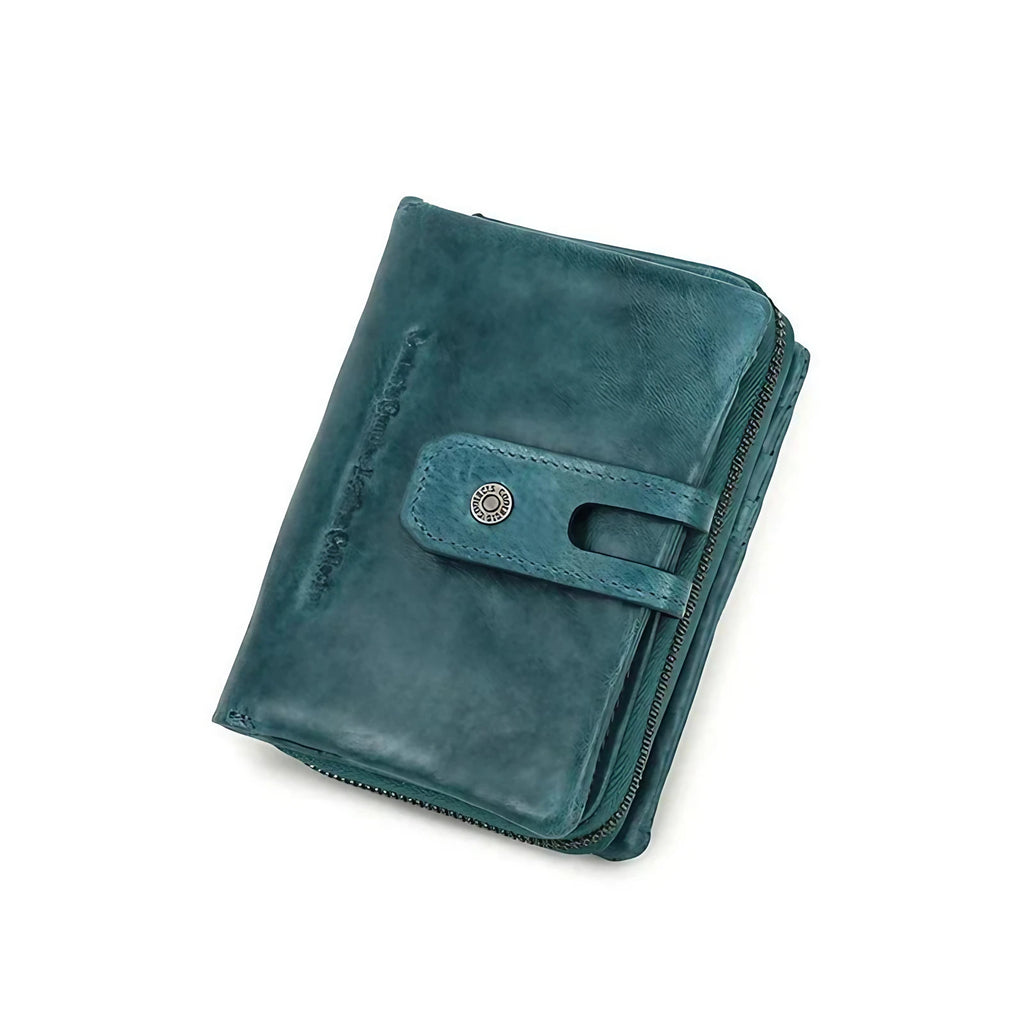Porte-cartes et monnaie femme à deux volets, rouge, vert ou bleu, bleu