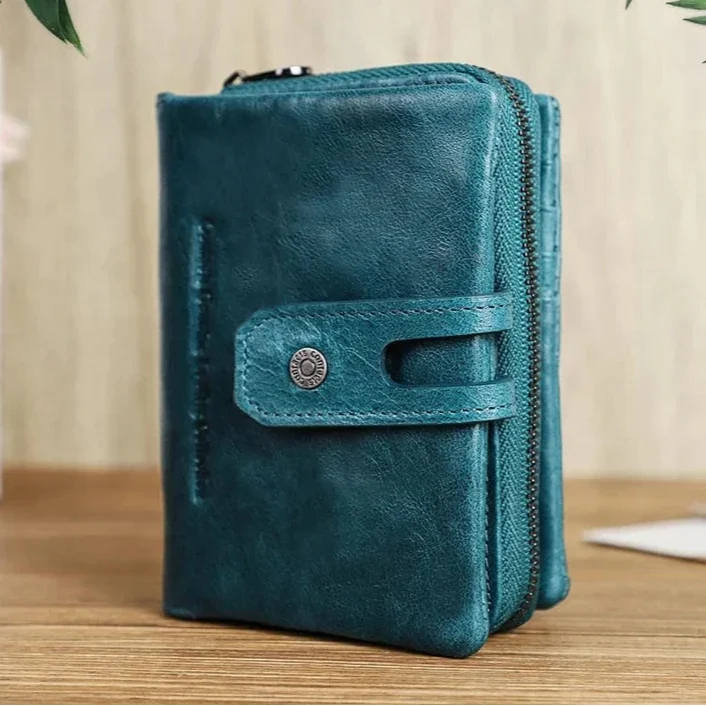 Porte-cartes et monnaie femme à deux volets, rouge, vert ou bleu