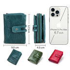 Porte-cartes et monnaie femme à deux volets, rouge, vert ou bleu