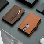 Porte-cartes éjectable homme avec porte-monnaie, huit coloris