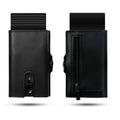 Porte-cartes éjectable homme avec porte-monnaie, huit coloris, noir lisse