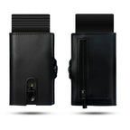 Porte-cartes éjectable homme avec porte-monnaie, huit coloris, noir lisse