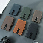 Porte-cartes éjectable homme avec porte-monnaie, huit coloris