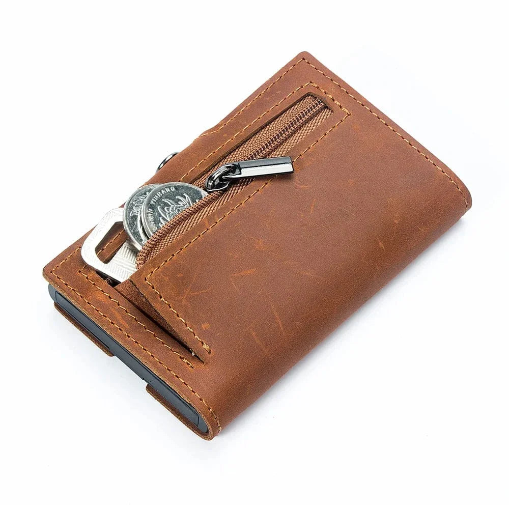 Porte-cartes éjectable homme avec porte-monnaie, huit coloris