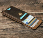 Porte-cartes rigide homme, style vintage, coloris café
