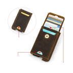 Porte-cartes rigide homme, style vintage, coloris café