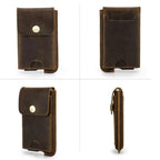 Porte-cartes rigide homme, style vintage, coloris café