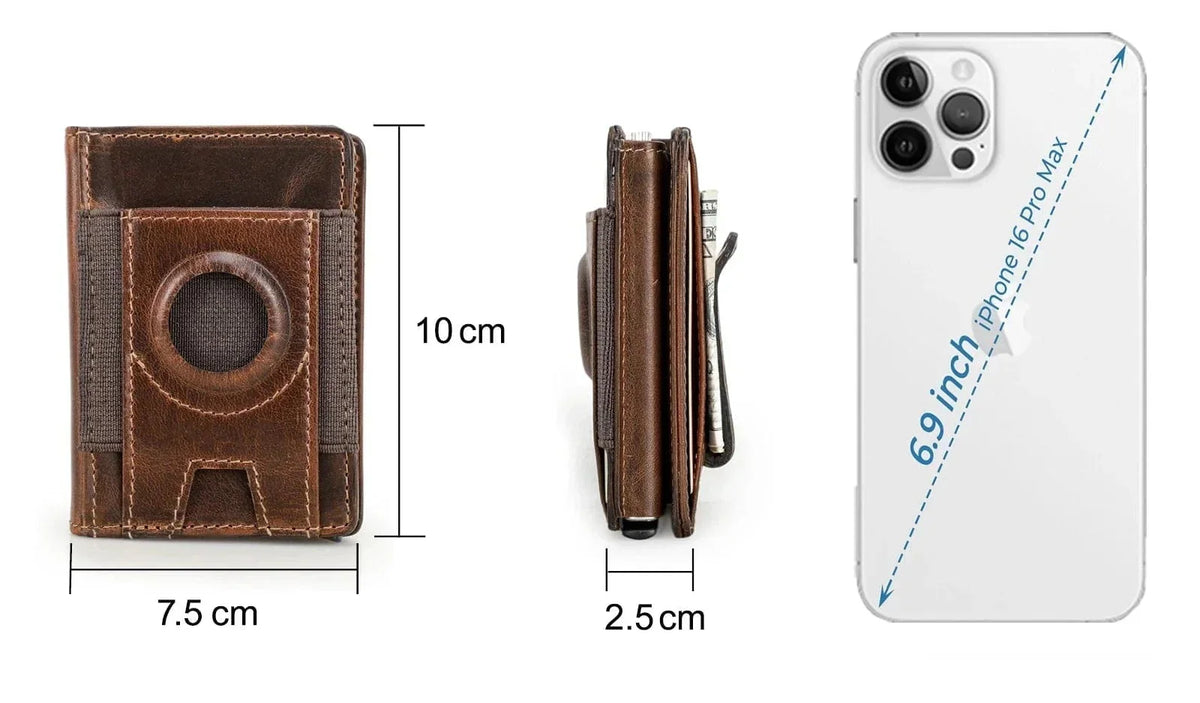 Porte-cartes homme pop-up, étui en métal et pince à billets, café