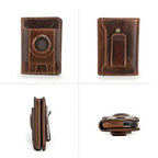 Porte-cartes homme pop-up, étui en métal et pince à billets, café