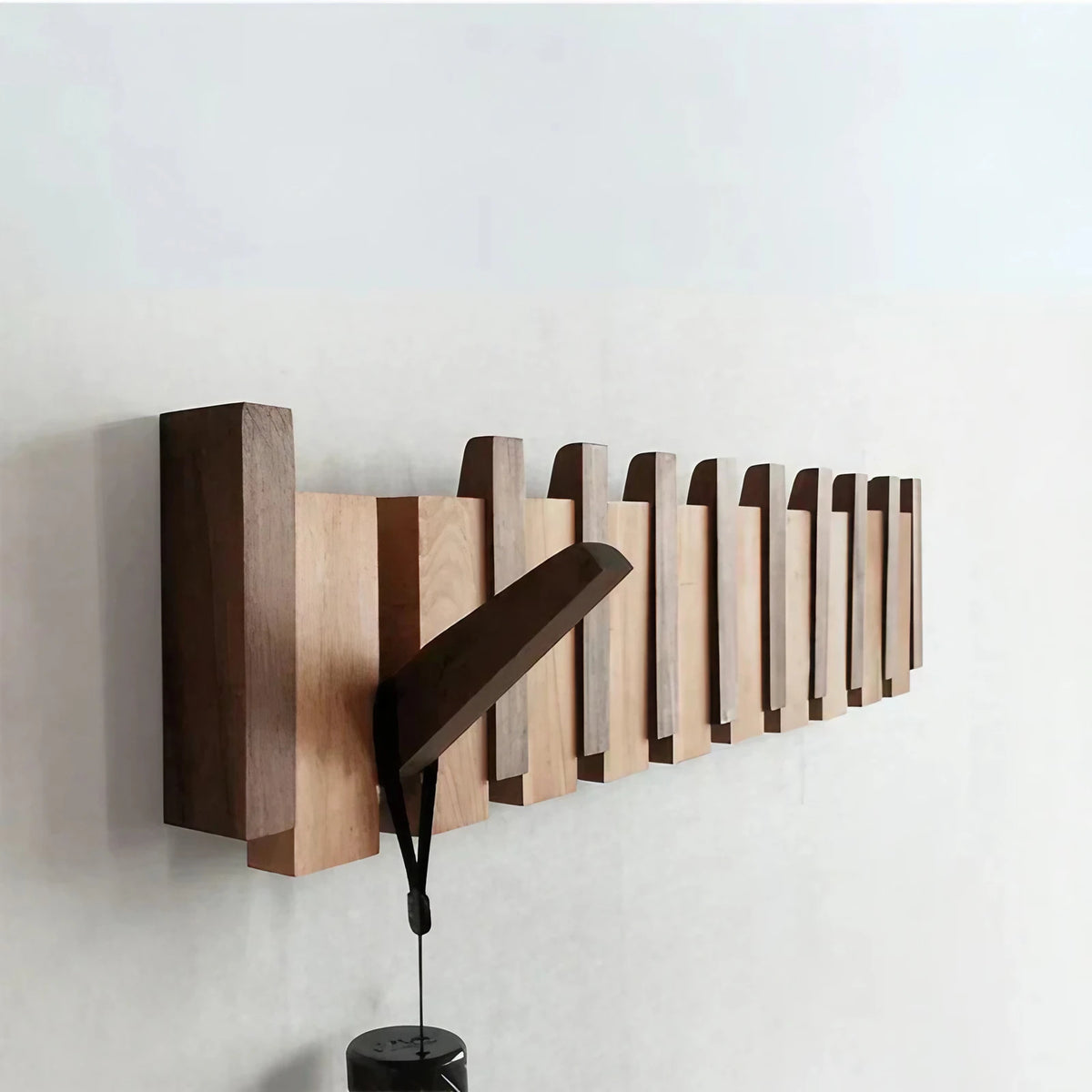 Porte-manteau mural en bois façon touches de piano, 4 à 8 crochets