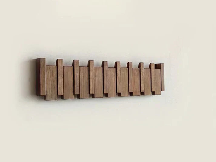 Porte-manteau mural en bois façon touches de piano, 4 à 8 crochets