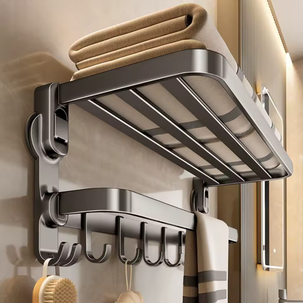 Porte-serviettes à ventouse pliable, pose sans perçage