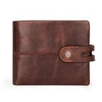 Portefeuille court homme en cuir à fermoir loquet, 12 cm, café