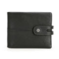 Portefeuille court homme en cuir à fermoir loquet, 12 cm, noir