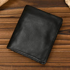 Portefeuille court homme en cuir, fermeture éclair, six coloris