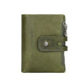 Petit portefeuille femme en cuir avec pince à billets, 12 cm, vert