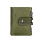 Petit portefeuille femme en cuir avec pince à billets, 12 cm, vert