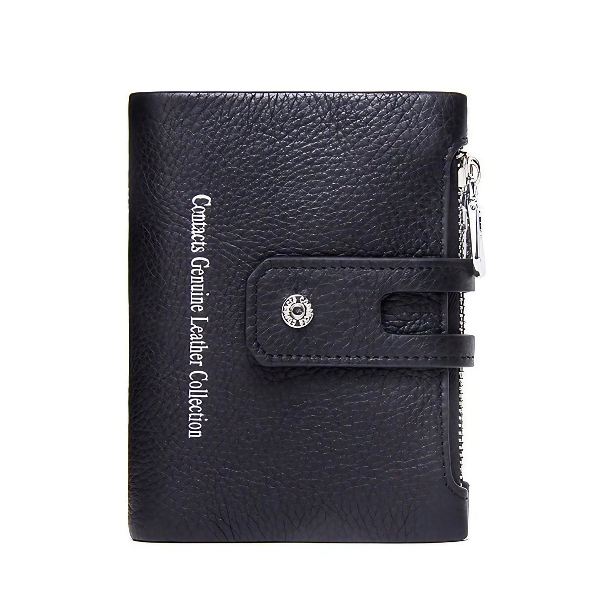 Petit portefeuille femme en cuir avec pince à billets, 12 cm, noir
