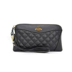 Portefeuille compagnon femme en cuir zippé, 21 cm, cinq coloris, noir