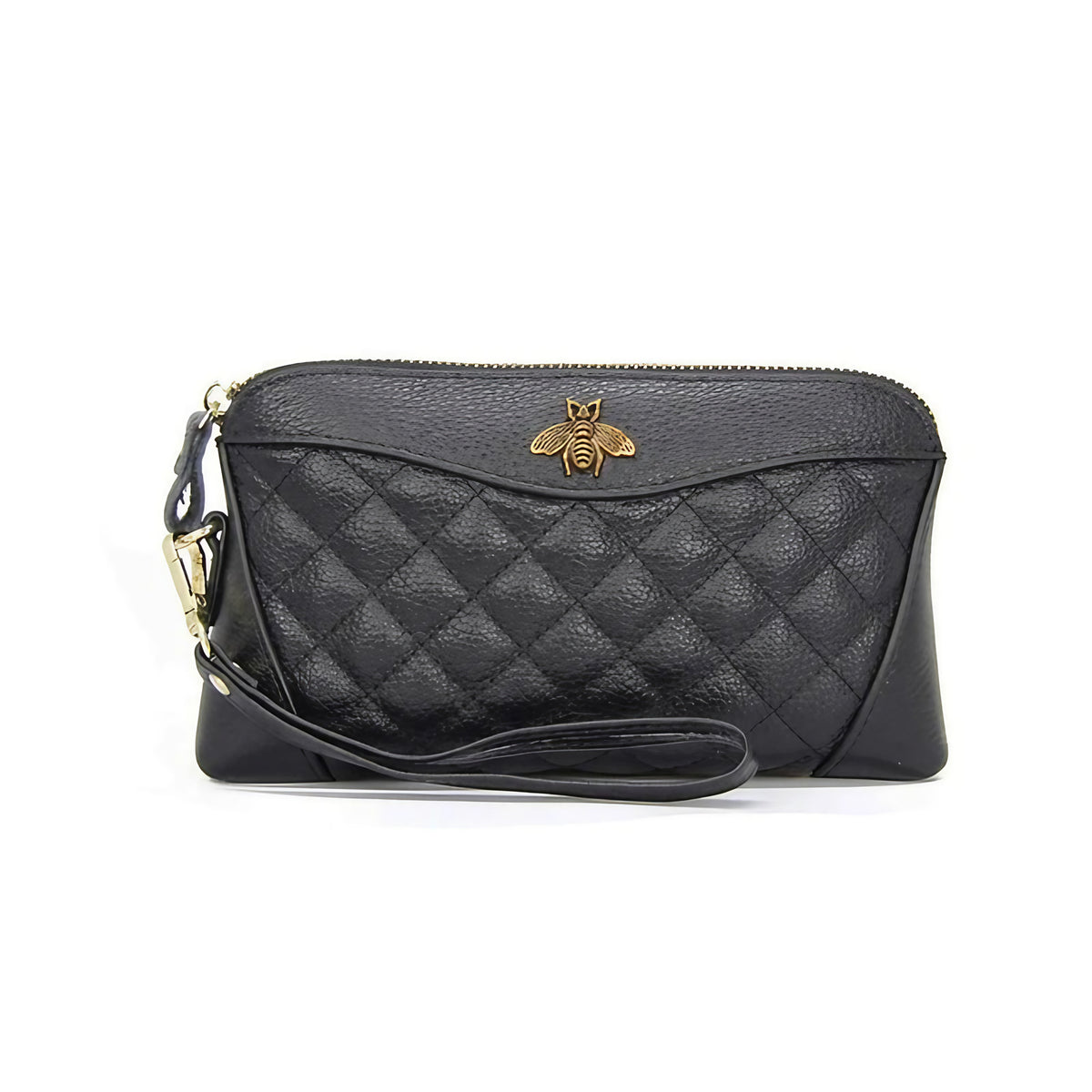 Portefeuille compagnon femme en cuir zippé, 21 cm, cinq coloris, noir