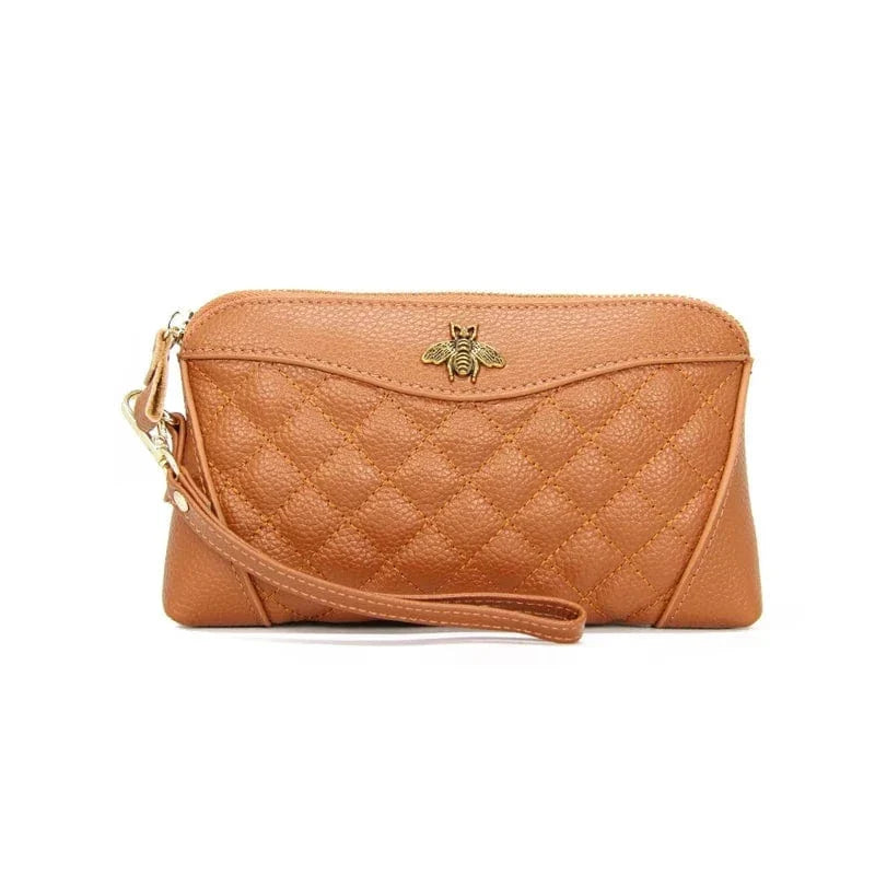 Portefeuille compagnon femme en cuir zippé, 21 cm, cinq coloris, kaki