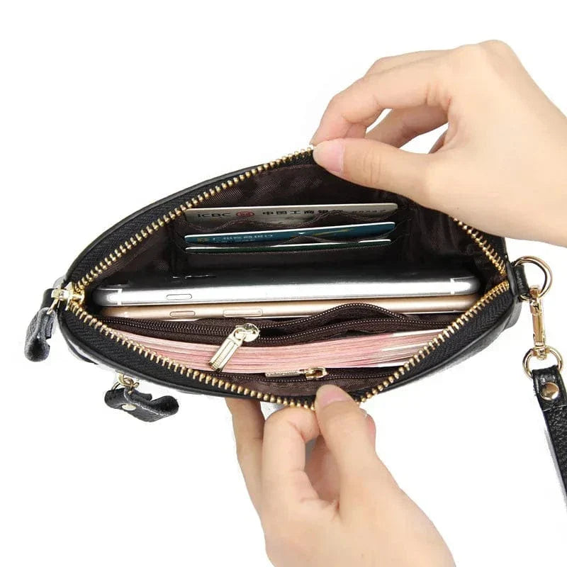Portefeuille compagnon femme en cuir zippé, 21 cm, cinq coloris