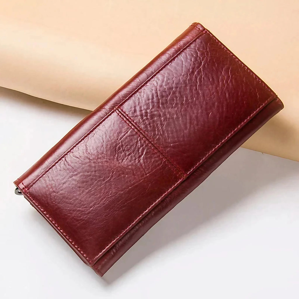 Portefeuille long femme en cuir, place téléphone, six coloris