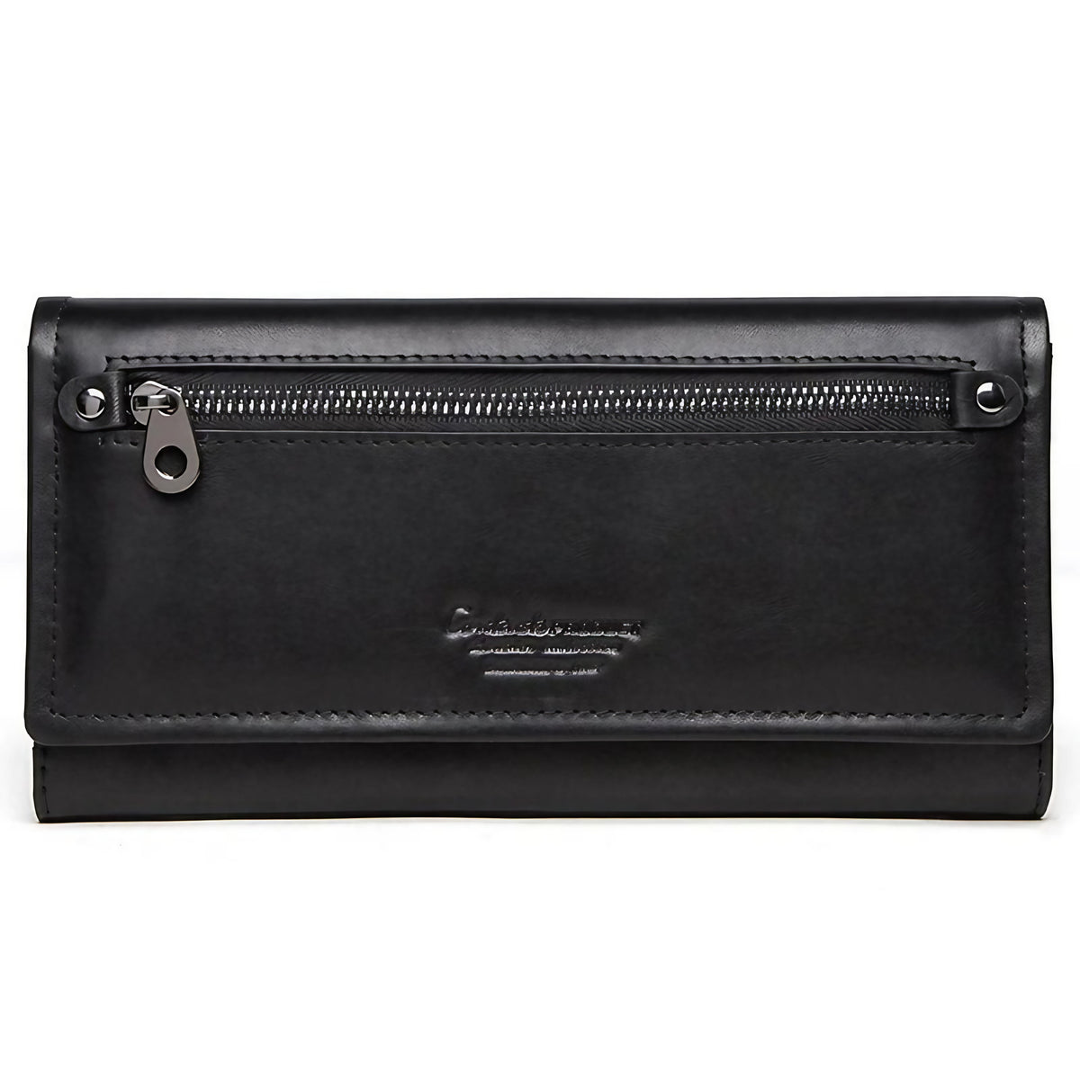 Portefeuille long femme en cuir, place téléphone, six coloris, noir