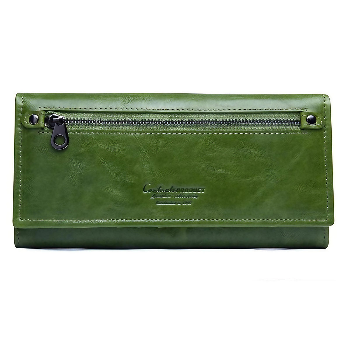 Portefeuille long femme en cuir, place téléphone, six coloris, vert