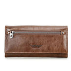 Portefeuille long femme en cuir, place téléphone, six coloris, marron