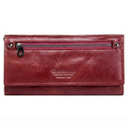 Portefeuille long femme en cuir, place téléphone, six coloris, rouge