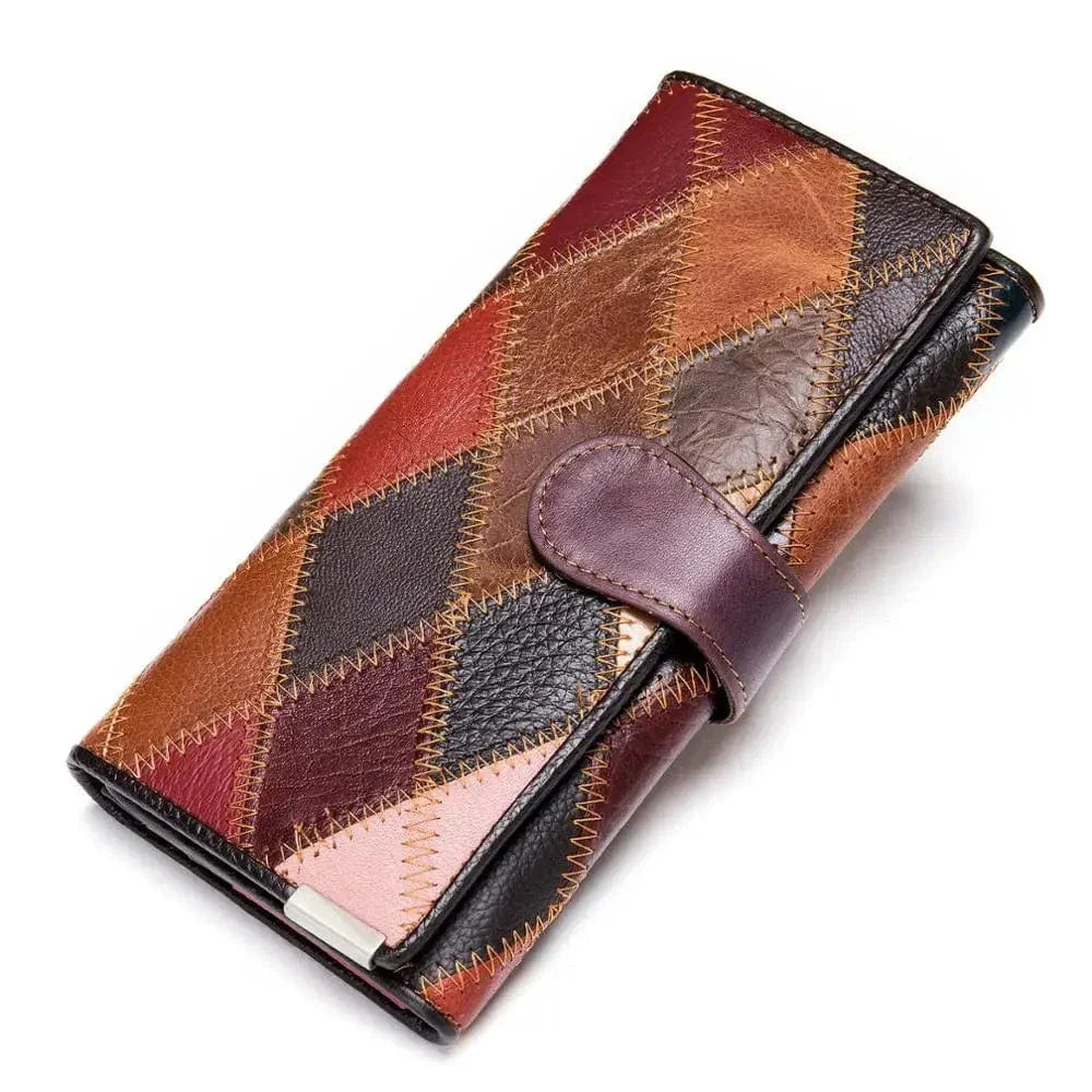 Portefeuille femme long multicolore, trois motifs au choix