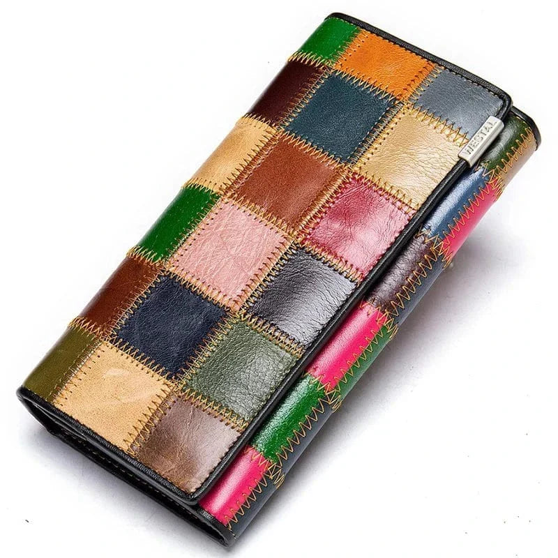 Portefeuille femme long multicolore, trois motifs au choix