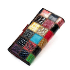 Portefeuille femme long multicolore, trois motifs au choix