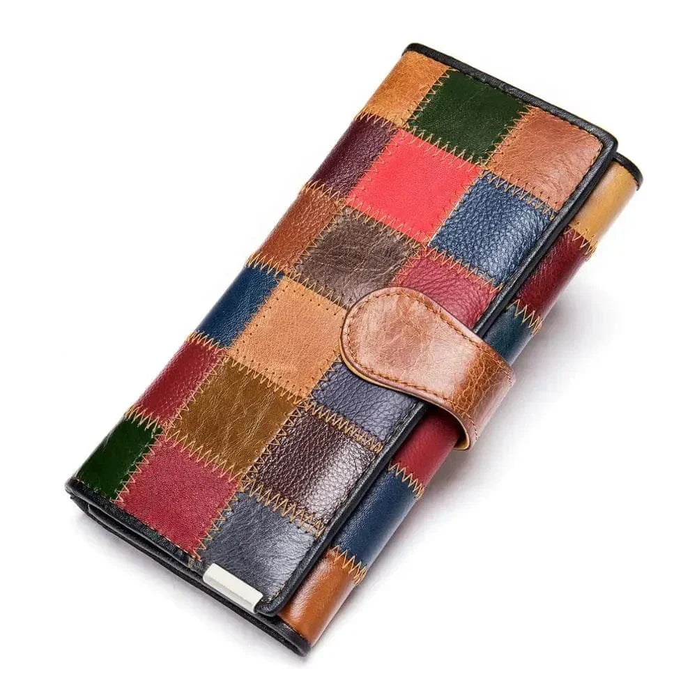 Portefeuille femme long multicolore, trois motifs au choix