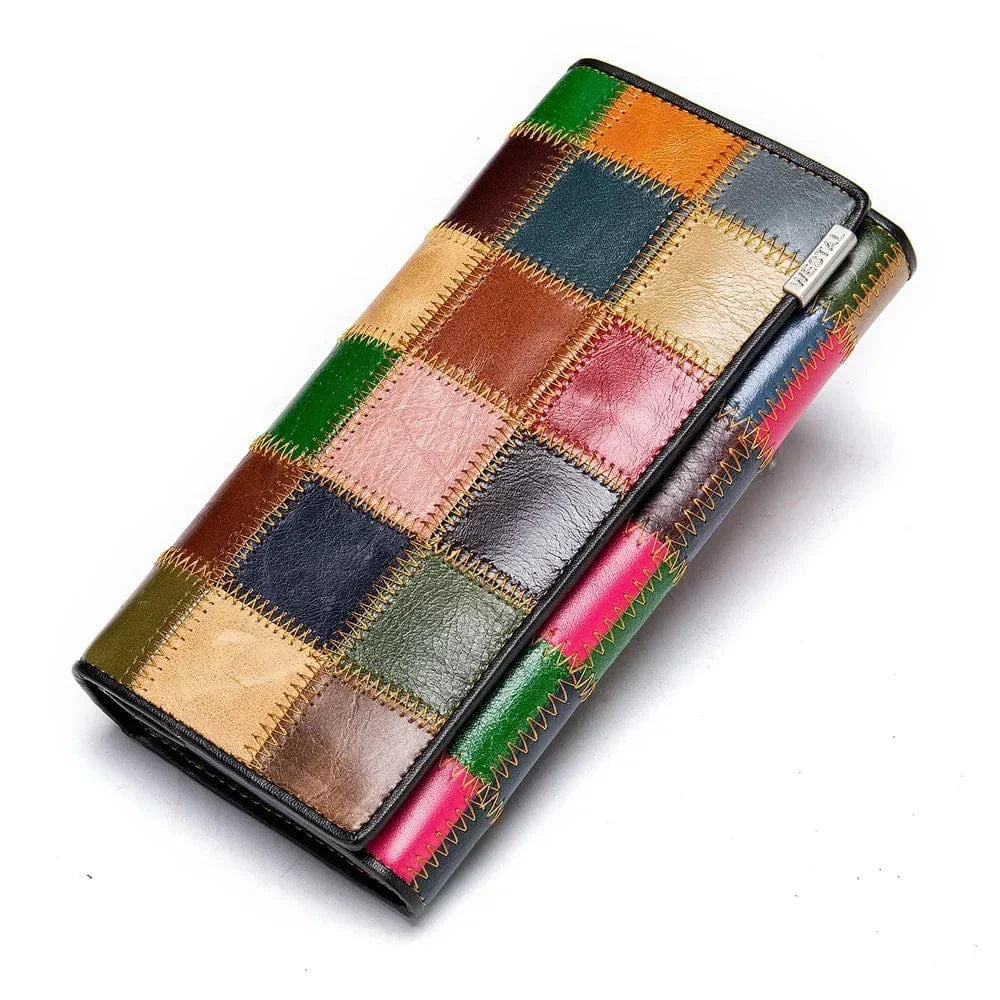Portefeuille femme long multicolore, trois motifs au choix