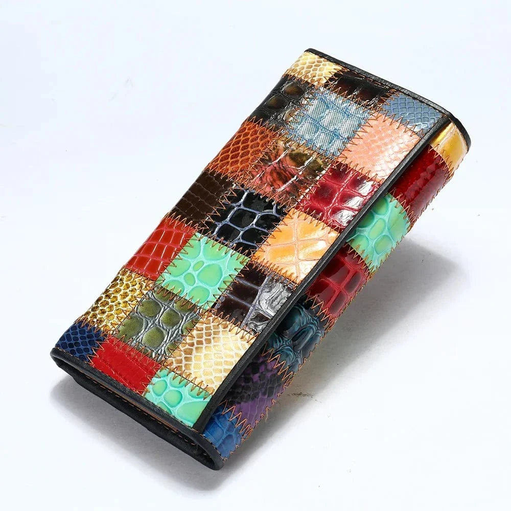 Portefeuille femme long multicolore, trois motifs au choix