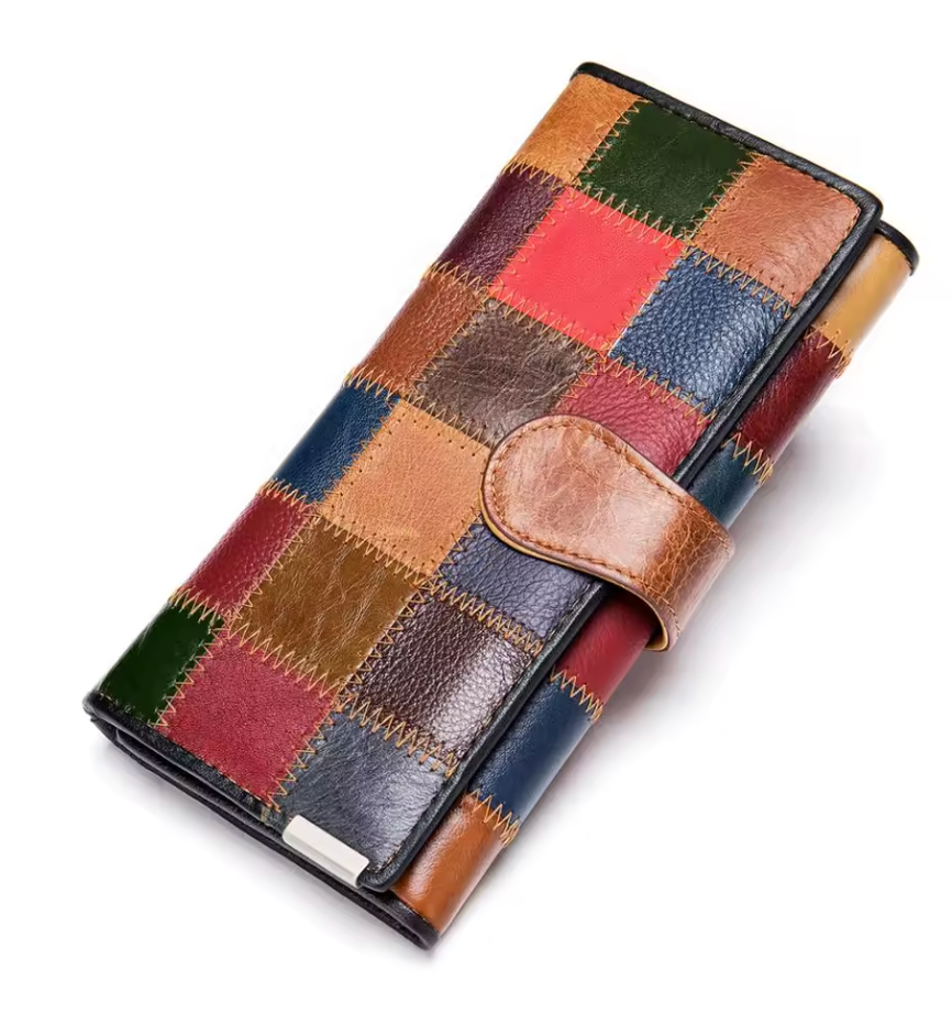 Portefeuille femme long multicolore, trois motifs au choix