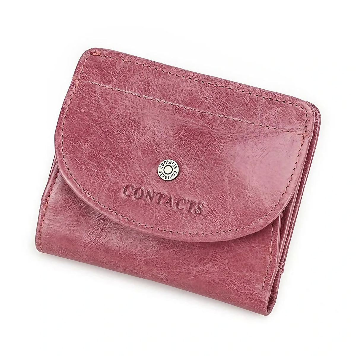 Petit portefeuille femme avec pince à billets, six coloris, rose