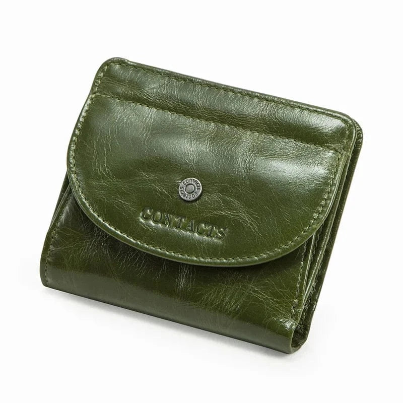 Petit portefeuille femme avec pince à billets, six coloris, vert