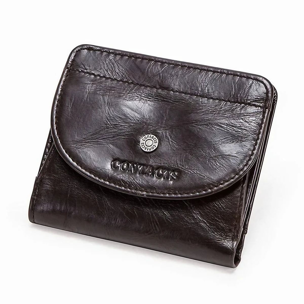 Petit portefeuille femme avec pince à billets, six coloris, café