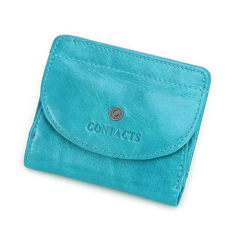 Petit portefeuille femme avec pince à billets, six coloris, bleu