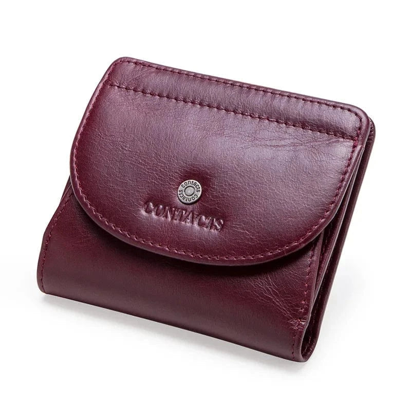 Petit portefeuille femme avec pince à billets, six coloris, rouge