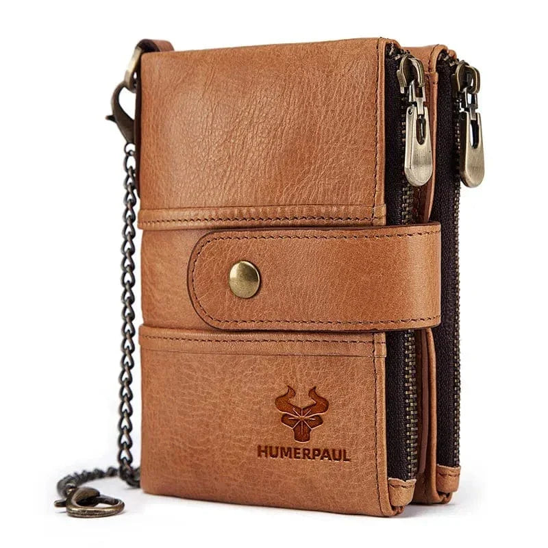 Portefeuille et porte-cartes femme, porte-monnaie zippé, cinq coloris, marron