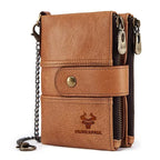 Portefeuille et porte-cartes femme, porte-monnaie zippé, cinq coloris, marron