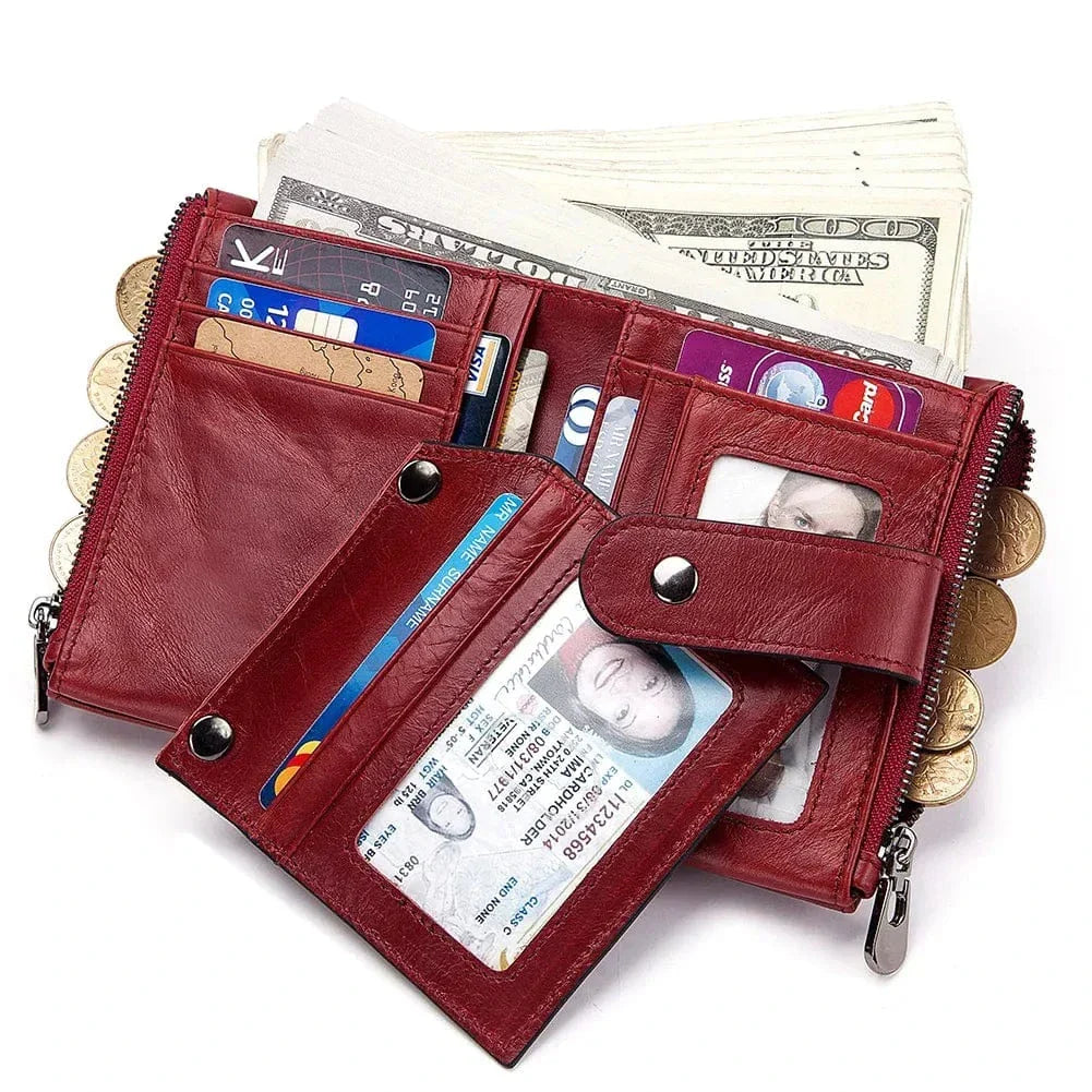Portefeuille et porte-cartes femme, porte-monnaie zippé, cinq coloris