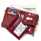 Portefeuille et porte-cartes femme, porte-monnaie zippé, cinq coloris
