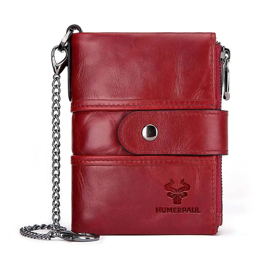 Portefeuille et porte-cartes femme, porte-monnaie zippé, cinq coloris, rouge